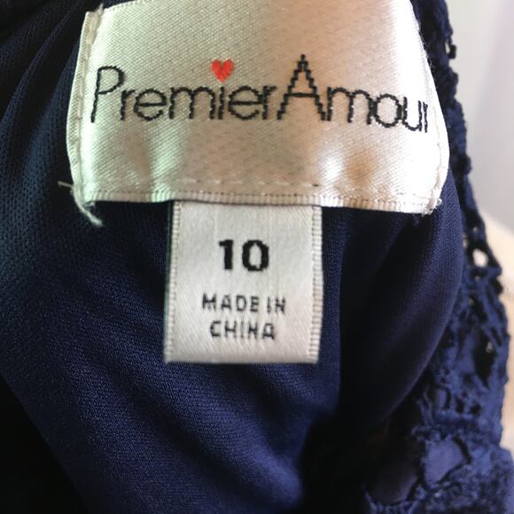 Premier Amour Lace Halter Dress Navy 10 - Picture 10 of 16